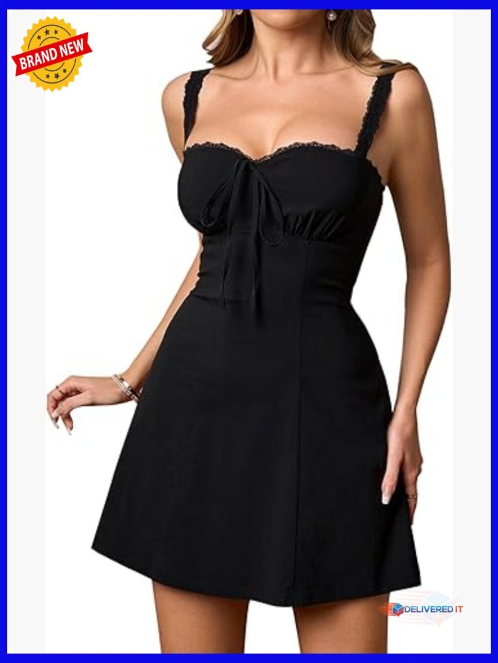 Lace Square Neck Mini Dress Backless A-Line Summer Party Graduation